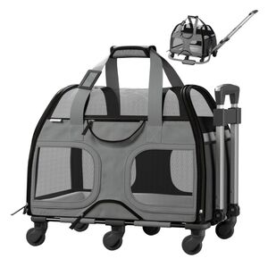 Katziela Luxury Rider Pro Pet Carrier  Double Telescopic Handle Grey